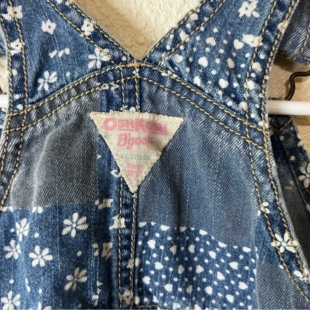 Oshkosh b’gosh floral denim skirtalls overalls skirt 24m